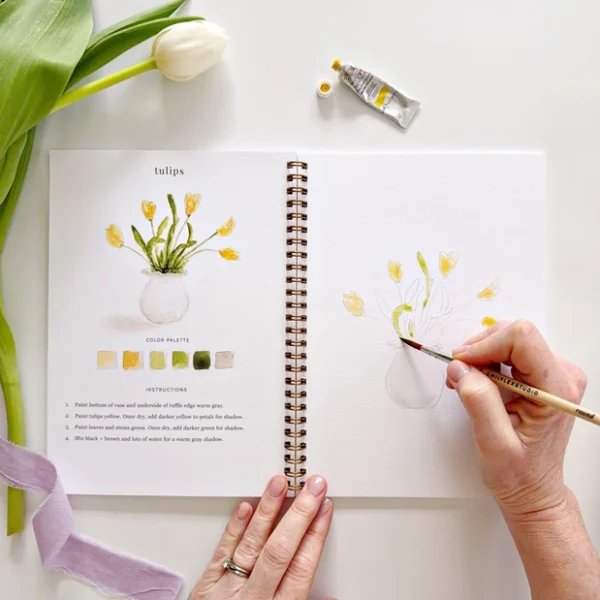 Cahier d'aquarelle pour débutants - Avec coffret de 12 pinceaux et Cahier d'aquarelle pour débutants - Avec coffret de 12 pinceaux et