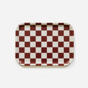 Plateau damier bordeaux et crème