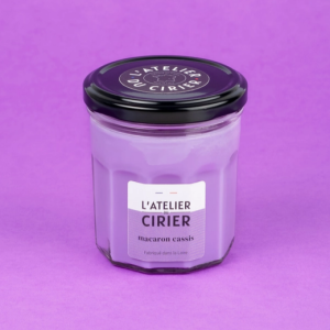 Bougie pot de confiture - Macaron Cassis