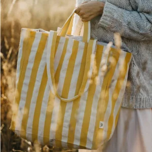 Sac cabas fourre tout rayé jaune