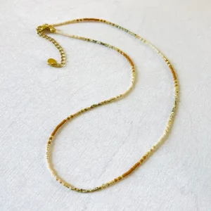 Collier en perle Miyuki - Sable / Caramel / Doré