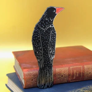 marque page en cuir - Corbeau