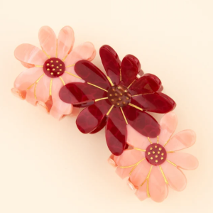 Grande pince Trio de fleurs roses