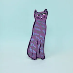 Marque page en cuir - Chat violet