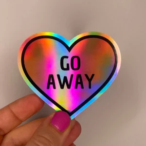 Sticker holographique - coeur go away