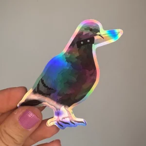 Sticker holographique - pigeon couteau