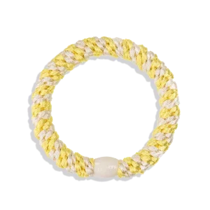 Élastique pour cheveux – Mix jaune acide et blanc cassé