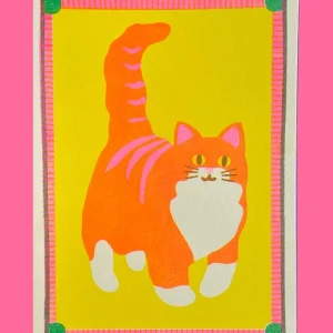 Affiche Risographie - Chat orange