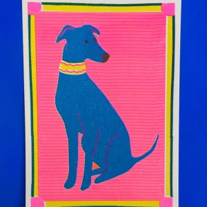 Affiche Risographie - Lévrier Bleu