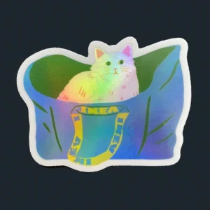 Stickers Chat dans un sac ikea holographique