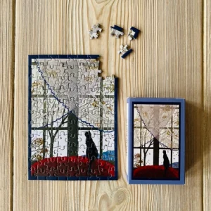 Mini puzzle 99 pièces - Chat à la fenêtre vintage
