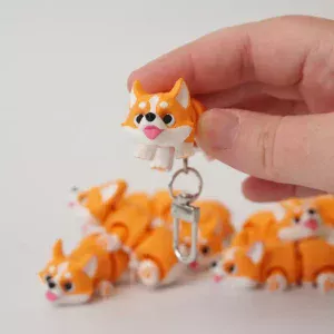 Porte-clés anti-stress articulé corgi